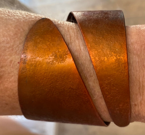 Curved Cuff Bracelet in Silver-Red-Copper