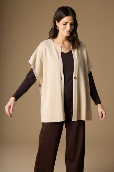 Sleeveless Oversized Knitted Vest  Desert Sand