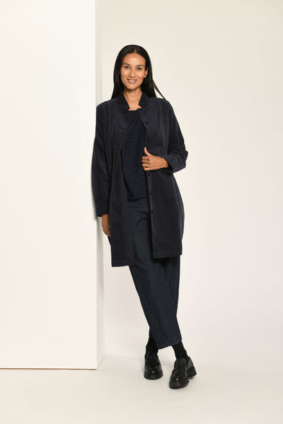 Needlecord Coat in Midnight Blue