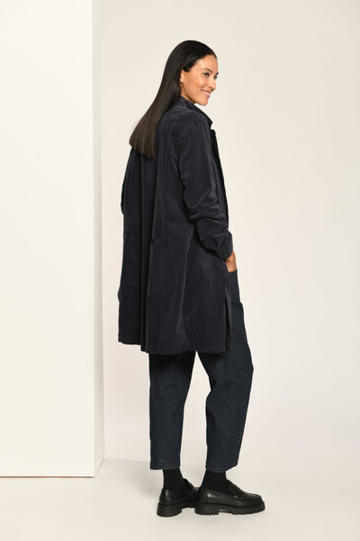 Needlecord Coat in Midnight Blue
