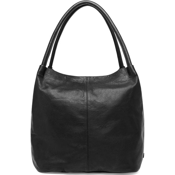 Shopper Style Leather Bag in Black and Brandy
