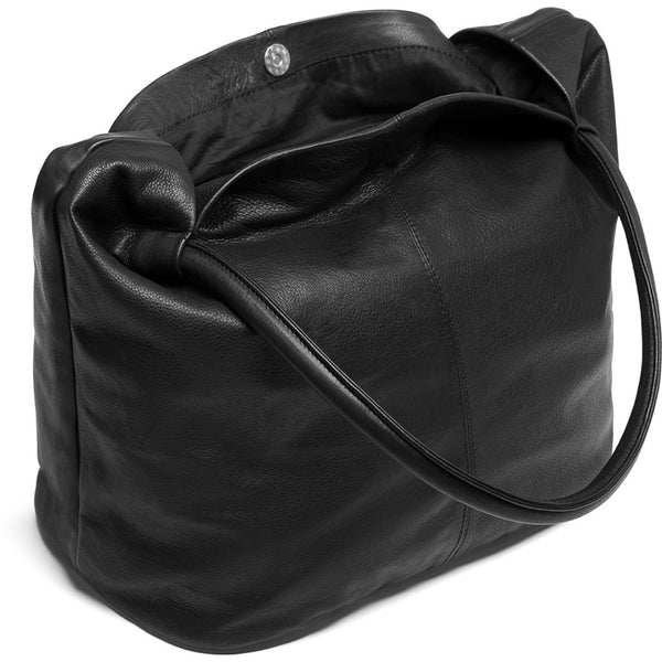 Shopper Style Leather Bag in Black and Brandy