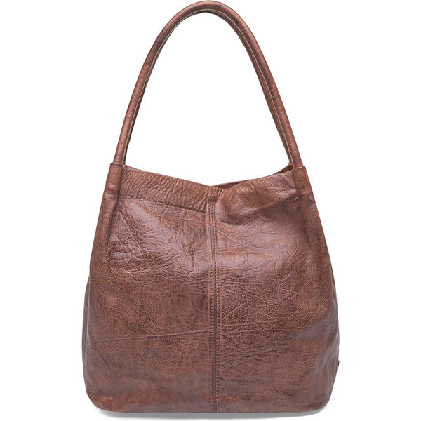 Shopper Style Leather Bag in Black and Brandy