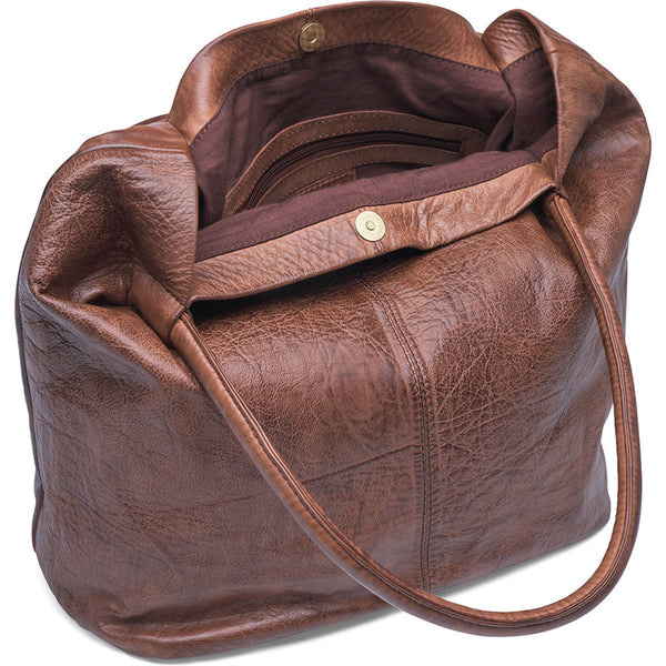 Shopper Style Leather Bag in Black and Brandy