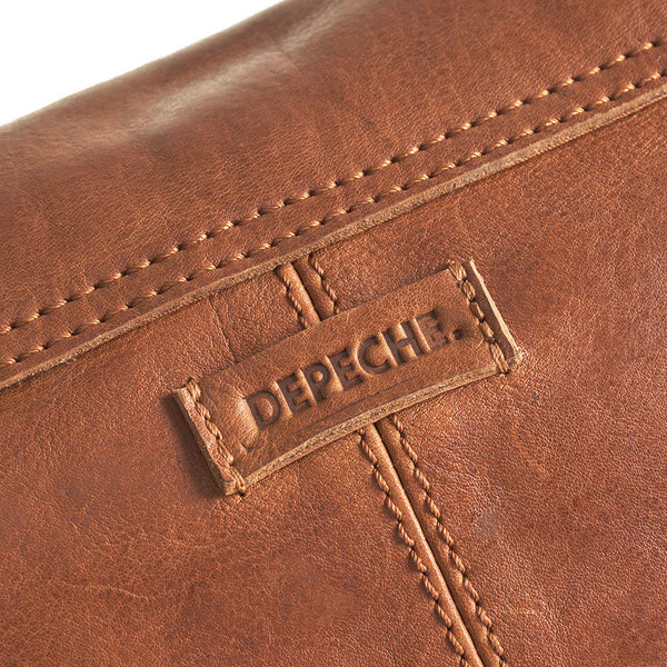 Cross Body Leather Bag in Vintage Cognac and Black