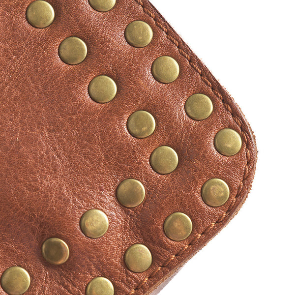 Cross Body Leather Bag in Vintage Cognac and Black