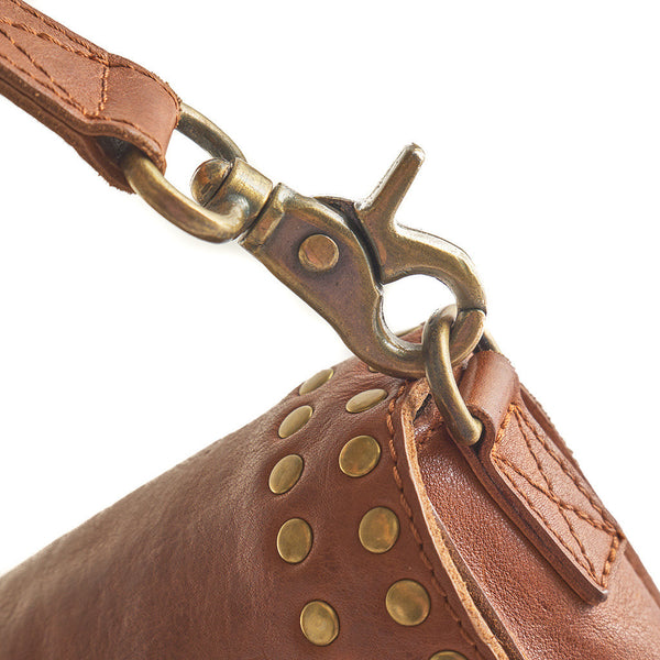 Cross Body Leather Bag in Vintage Cognac and Black