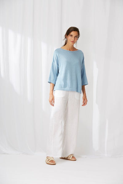Boat Neck Jumper Ice Blue