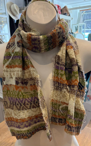 Japanese Pure Cotton Scarf in Beige Multi