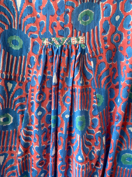Nalada Sleeveless Dress Coral and Blue