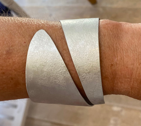 Curved Cuff Bracelet in Silver-Red-Copper