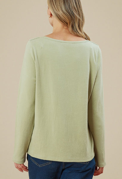 Veesha Top Brushed Interlock Deepest Teal and Tea