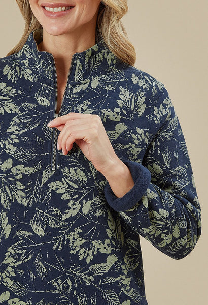 Noia Printed Sweatshirt Textured Leaf Navy Blazer
