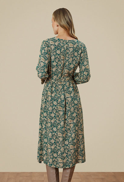 Delhi Dress Peony Print Shaded Spruce