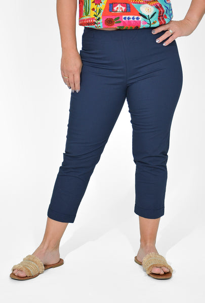 Bangalene Capri Pant with Pocket Aqua and Navy