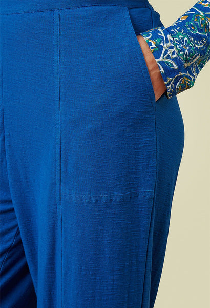 Milly Slub Trousers in Ocean Blue