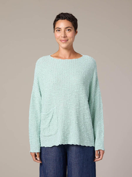 One Size Pocket Pullover in Fountain and Pink Salt