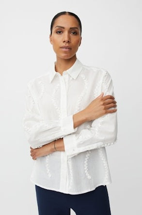 MaImma Shirt in White Embroidery Jet Stream