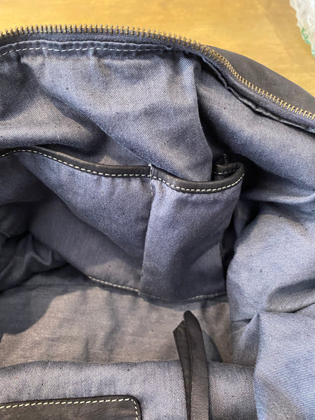 Leather Stitched Bag in Black