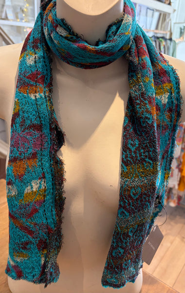 Japanese Pure Cotton Scarf in Blue Multi