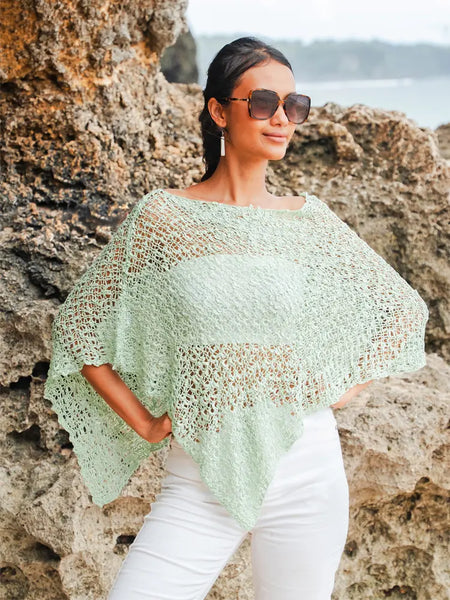 Knitted Popcorn Poncho