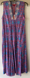 Nalada Sleeveless Dress Coral and Blue