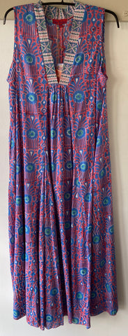 Nalada Sleeveless Dress Coral and Blue