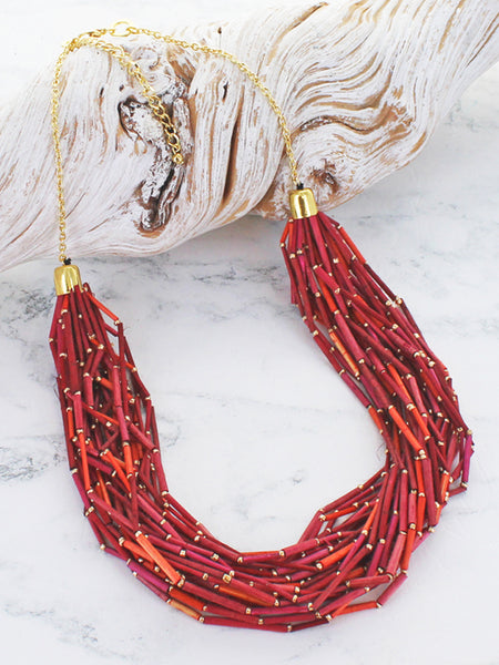 Multi Strand Grass Bead Necklace