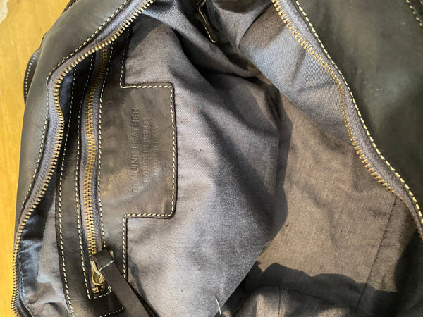 Leather Stitched Bag in Black