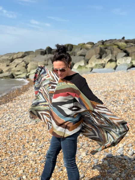 Ikat Rusts Wool and Modal Scarf