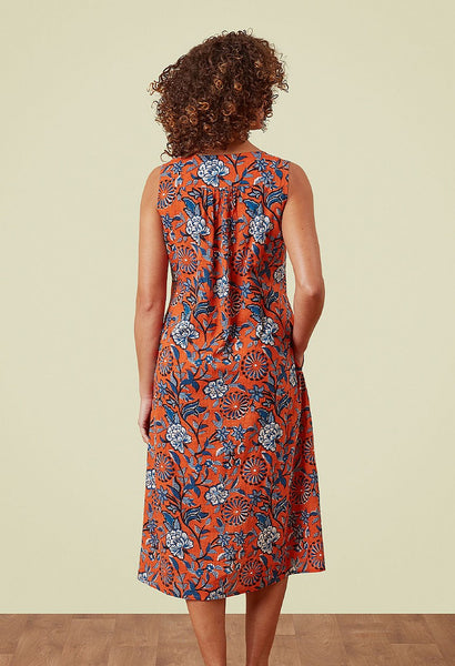 Tasha Dress Trailing Botanical Red Orange