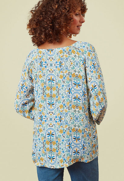 Cristina Top in Holiday Palm Multi