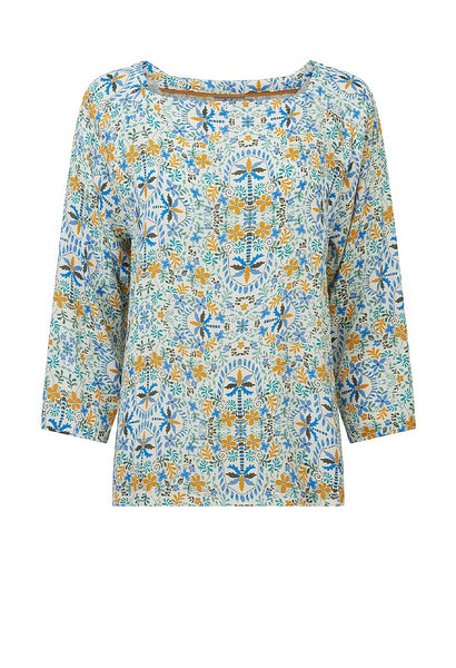 Cristina Top in Holiday Palm Multi