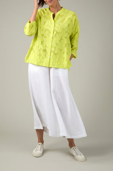 Etched Floral Viscose Shirt in Lemon
