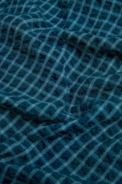 Seersucker Small Squares Relaxed Shirt in Marine