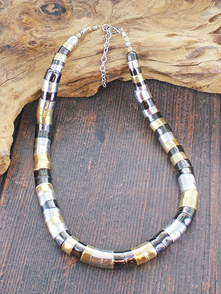 Short Chunky Snake Necklace Mixed Metals
