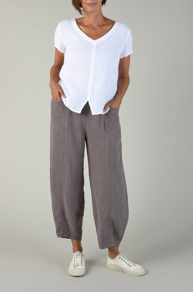 Twisted Linen Bubble Trouser in Mushroom