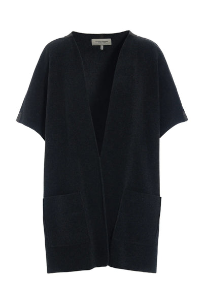 Long Fleece Vest in Soft Black