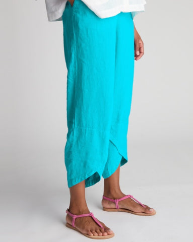 Linen Tulip Hem Bubble Trouser in Sapphire - see colour swatch