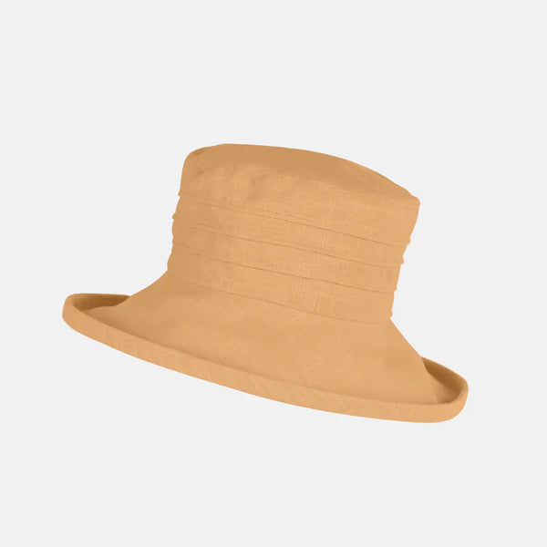 Wide Brim Linen Lightweight Large Brim Packable Hat - Pink and Mustard