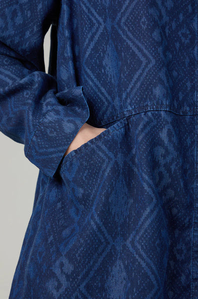 Diamond Patchwork Print Shirt in Denim