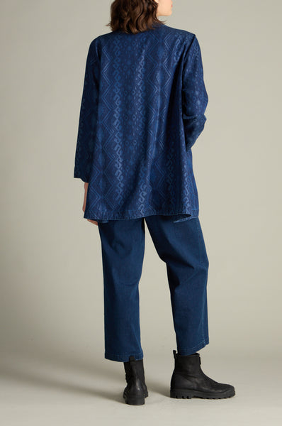 Diamond Patchwork Print Shirt in Denim