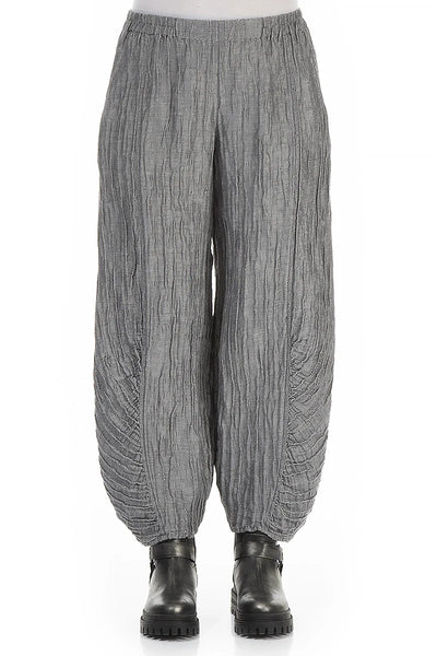 Crinkle Trousers in Silver Black