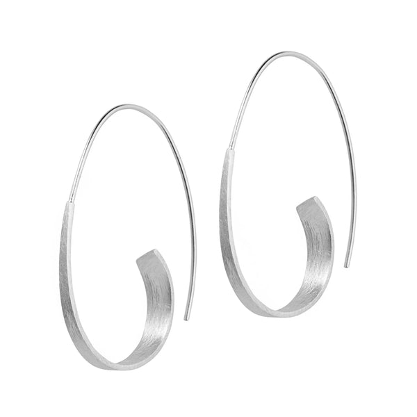 Large Silver Threader Hoop Earrings