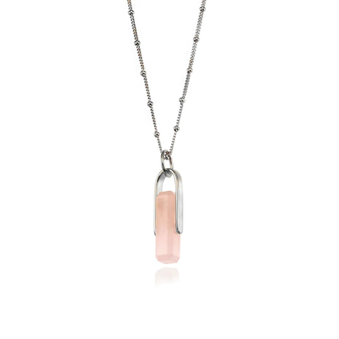 Silver Pendant with Rose Quartz