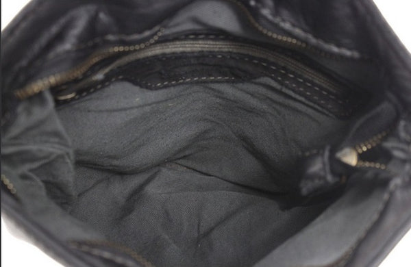 Leather Bag with Metal Fastening in Black, Dark Brown, Military and Taupe