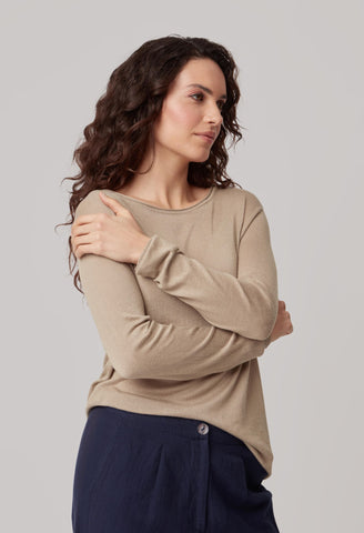 Zoe Summer Knit in Mink, Blue and Peacock