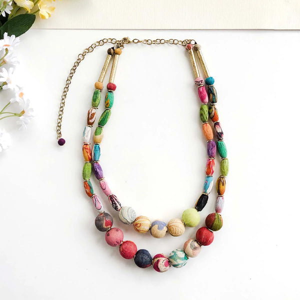 Kantha Cylinder Necklace