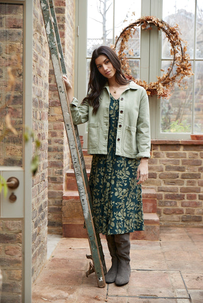 Evie Laundered Cotton Twill Jacket in Brick Dust and Tea