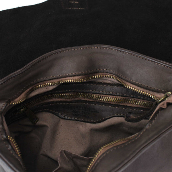 Leather Clutch/Crossbody Bag in Black, Taupe and Cognac